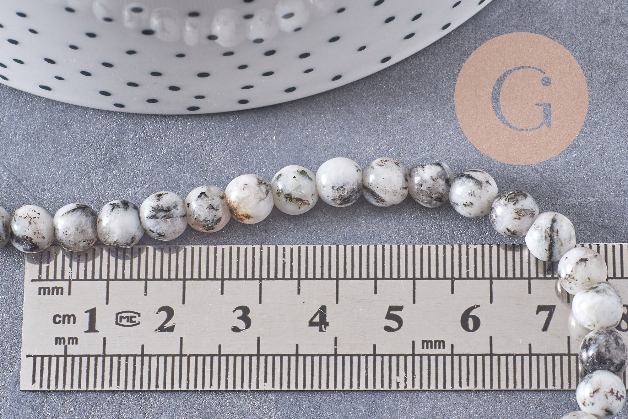 Perles jaspe sésame zébré naturel 6mm, x1 fil de 60 perles (G3822)