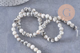 Perles jaspe sésame zébré naturel 6mm, x1 fil de 60 perles (G3822)
