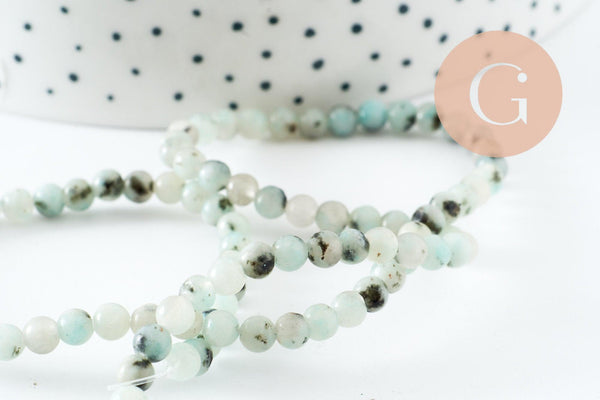 Perles jaspe sésame,jaspe bleuté,perles jade,perles pierre,jaspe naturel, 4mm, fil de 90, X1 (G0952)