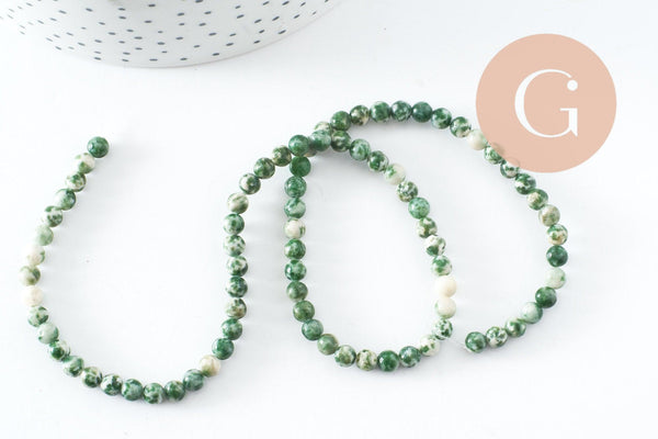 Perles jaspe vert naturel, jaspe bleuté, pierre naturelle, jaspe naturel, 4mm, fil de 38cm, x1 (G4071)