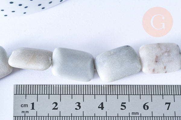 Perles jaspe zebré rectangulaire 18x14mm, des perles en jaspe gris naturelle, x5 perles (G8380)