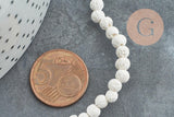 Perles lave blanche naturelle 4mm, x1 fil de 40cm (G0590)