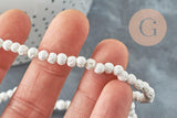 Perles lave blanche naturelle 4mm, x1 fil de 40cm (G0590)