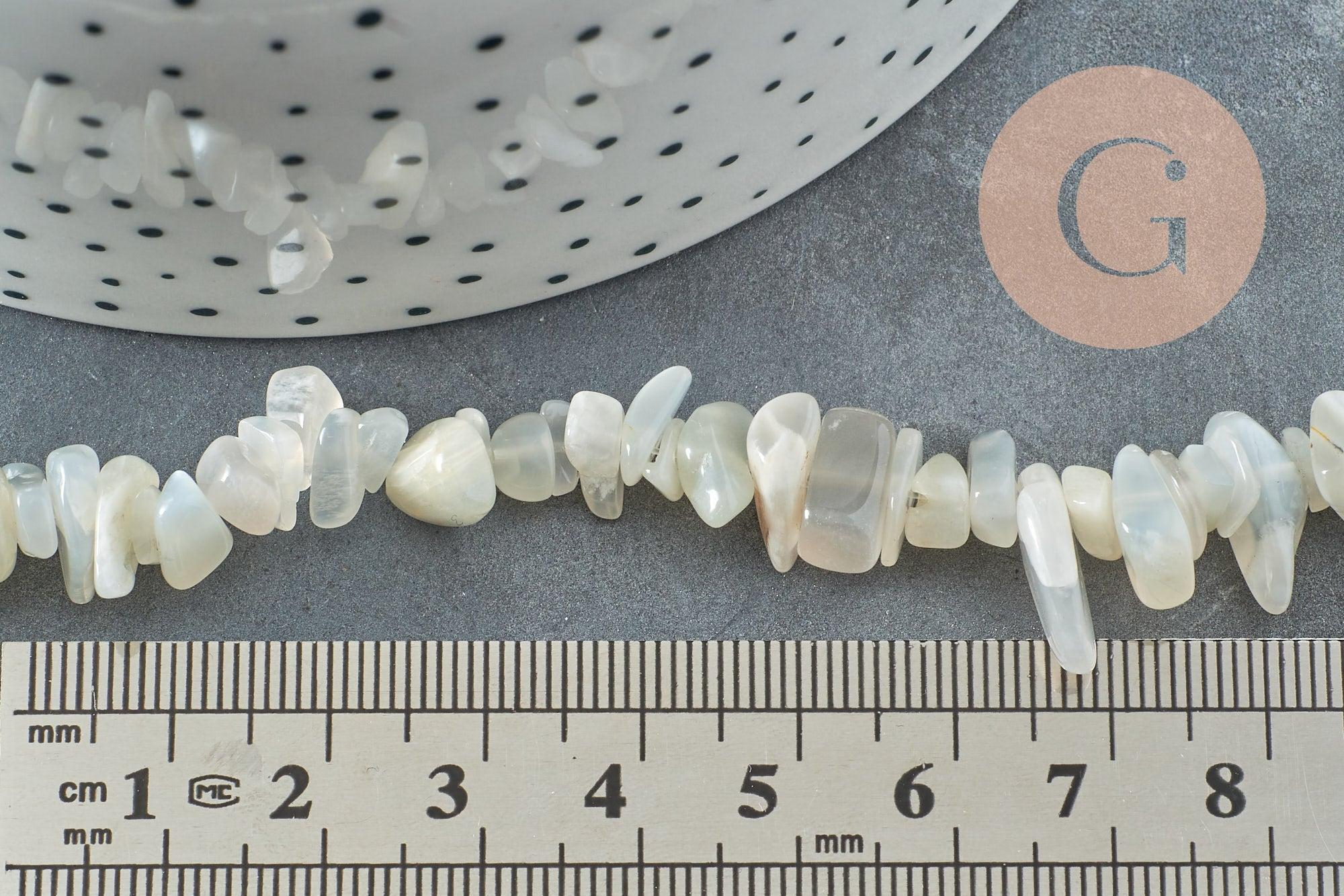 Perles nuggets pierre de lune 5-8mm, x1 fil de 80cm (G5495)