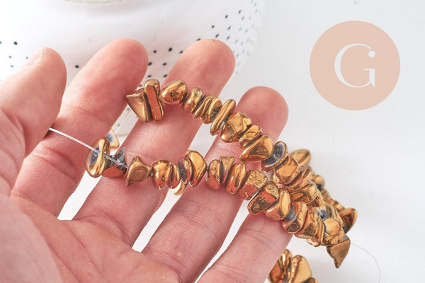 Perles nuggets quartz naturel doré 10-23mm,x1 fil de 37cm (G2411)