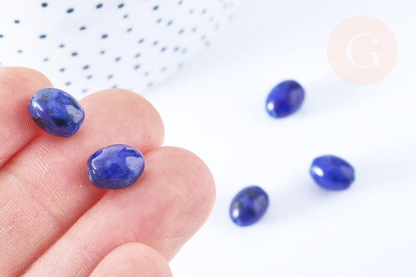 Perles ovale howlite teintée bleu foncé 10x8mm, x5 (G6460)