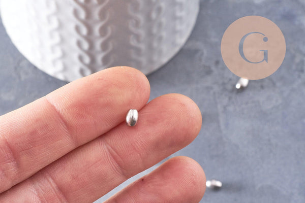 Perles ovales argent intercalaires, fournitures créatives, perles argentées, apprêts argent,5mm, x10 (G0880)