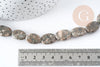 Perles ovales en jaspe sésame naturel 17x12mm, x5 (G8275)