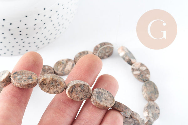 Perles ovales en jaspe sésame naturel 18x13mm, des perles en pierre pour creation de bijoux en pierre naturelle, x5 (G3532)