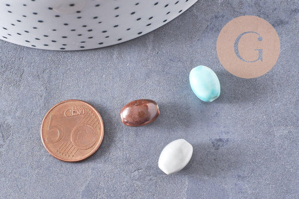 Perles ovales porcelaine multicolore 12mm, x10 (G10323)