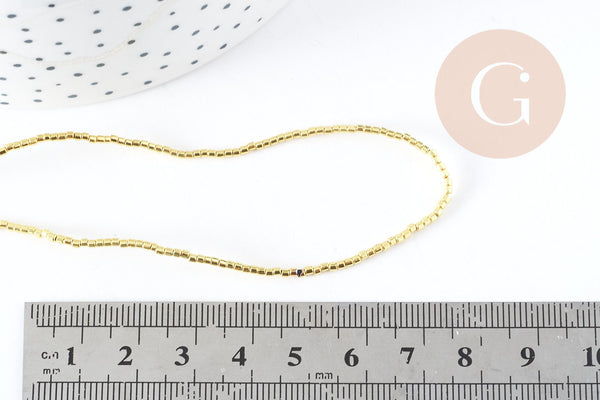 Perles petit tube hématite de synthèse dorée 1x1.5m, pierre, fil de 40cm x1 (G9099)