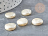 Perles plates acrylique imitation perle eau douce beige 14.5mm, création bijoux fantaisie x5 (G9028)