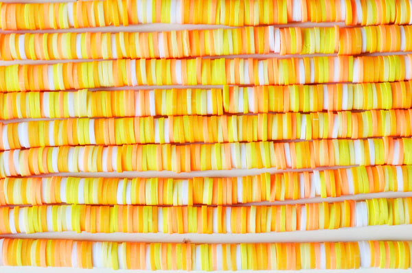 Perles polymère jaune pastel heishi 6mm, Perles plastique, perle heishi,perle disque, 6mm,le fil de 320 perles G4205