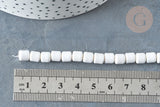 Perles polymère tube blanc 6.5mm, fabrication bijoux heishi 6.5mm plastique,le fil de 40cm G7222