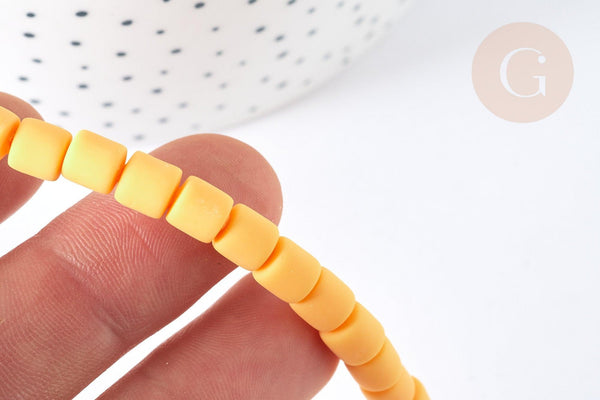 Perles polymère tube orange 5-7mm, fabrication bijoux plastique,le fil de 40cm G7196