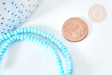 Perles porcelaine abacus bleu clair 4x3mm, fil de 38cm, x1 (G7808)