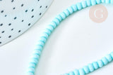 Perles porcelaine abacus bleu turquoise 4x3mm, fil de 38cm, x1 (G7812)