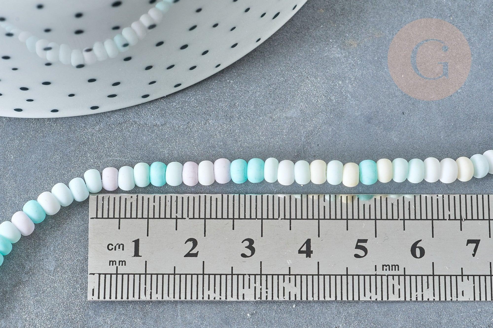 Perles porcelaine abacus multicolore pastel 4x3mm, fil de 38cm, x1 (G7805)