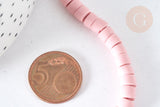 Perles porcelaine heishi rose 6x3~4 mm, bijoux céramique, fil de 48cm, x1 (G7537)