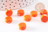 Perles porcelaine orange, perle céramique,perle disque, céramique orange,10mm, x10 G4729