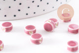 Perles porcelaine violet, perle céramique,perle disque, violet,8mm, x10 (G4728)