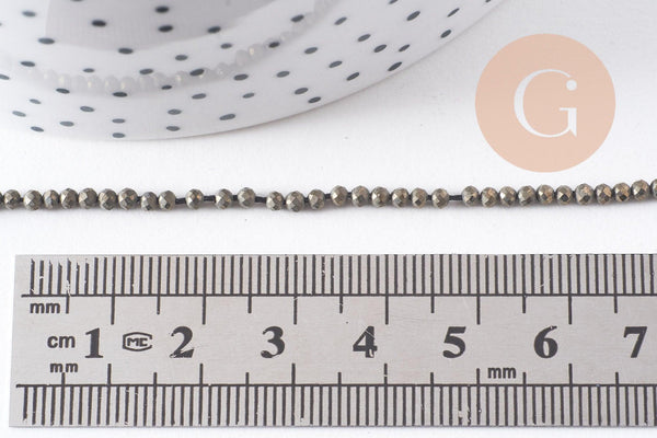 Perles pyrite facettée 3mm,perles pyrite, pyrite naturelle,fil de 40cm, x1 (G2094)