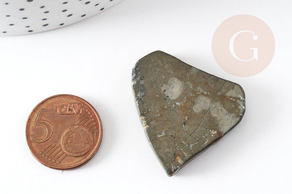 Perles pyrite nugget, pierre pyrite naturelle, nuggets pyrite, 25-57mm, x2 (G0412)