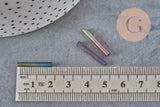 Iridescent Black Glass Tube Seed Beads, Craft Supplies, Metallic Black Glass, Long Tube, 20mm x 2mm, x 5gr G0690