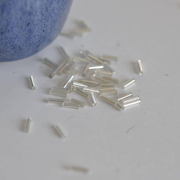 Perles rocaille Tube argentée 6mm x 2mm, x5gr (G6440)