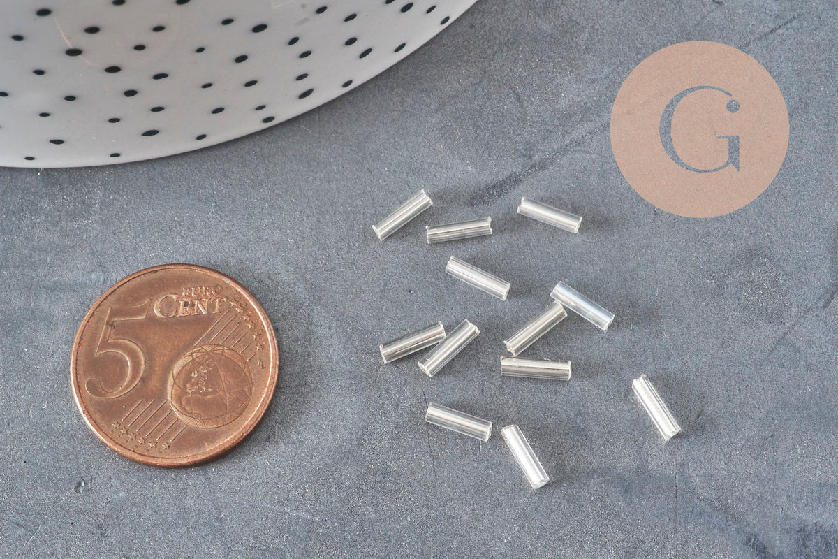 Silver Tube Seed Beads 6mm x 2mm, x5gr (G6440)