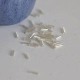 Perles rocaille Tube argentée 6mm x 2mm, x5gr (G6440)