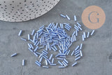 Blue Tube Seed Beads 6x2mm, Blue Seed Beads, Metallic Blue Beads, x 5gr G2478