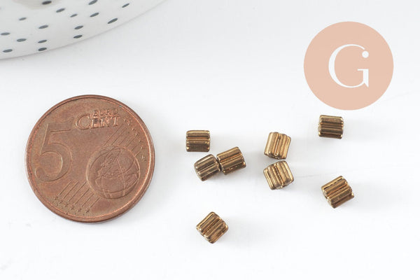 Perles rocaille Tube doré texturé 2x2mm, x10 gr (G5723)