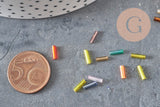 Perles rocaille Tube multicolore,perles rocaille multicolores, perles métallisées multicolores,6mm x 2mm, x 5 gr G7159