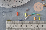 Perles rocaille Tube multicolore,perles rocaille multicolores, perles métallisées multicolores,6mm x 2mm, x 5 gr G7159
