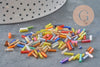 Perles rocaille Tube multicolore,perles rocaille multicolores, perles métallisées multicolores,6mm x 2mm, x 5 gr G7159