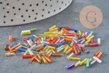 Perles rocaille Tube multicolore,perles rocaille multicolores, perles métallisées multicolores,6mm x 2mm, x 5 gr G7159