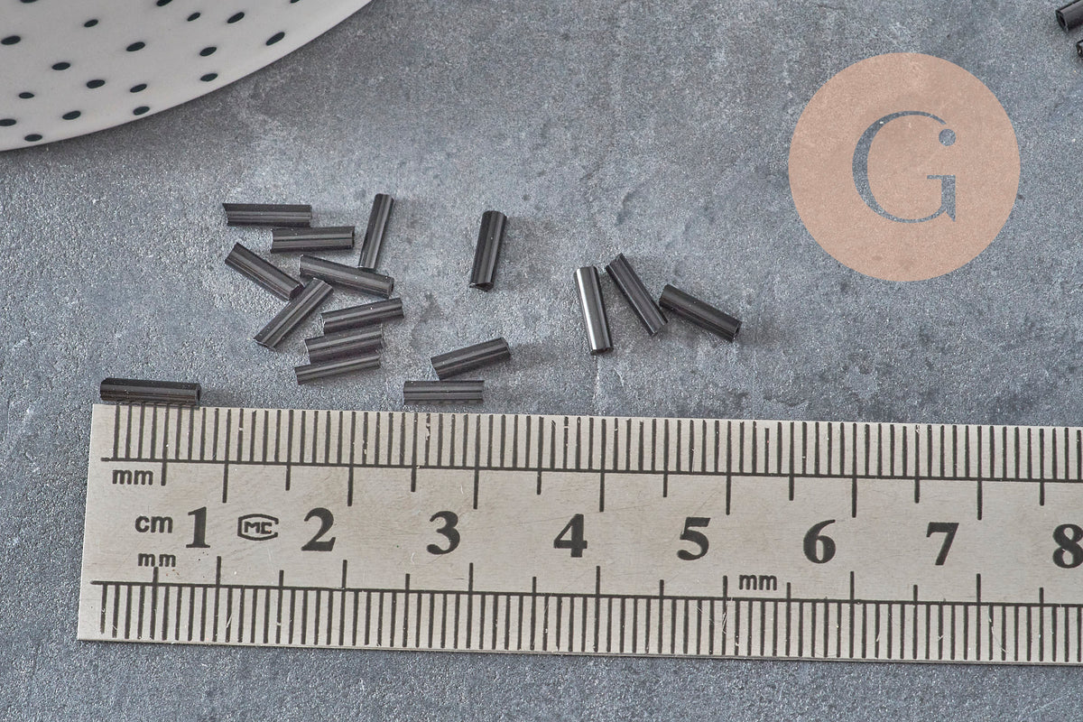 Black Tube Seed Beads 6x2mm, Creative Supplies, Seed Beads, Black Glass Beads, x 10gr G2461