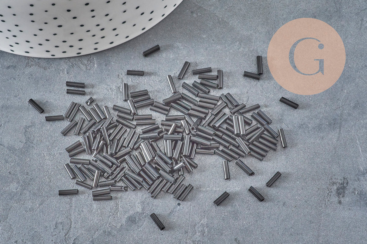 Black Tube Seed Beads 6x2mm, Creative Supplies, Seed Beads, Black Glass Beads, x 10gr G2461
