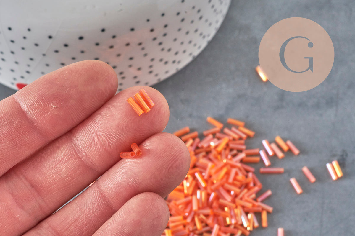 Orange tube seed beads 6mm, x10gr (G2692)