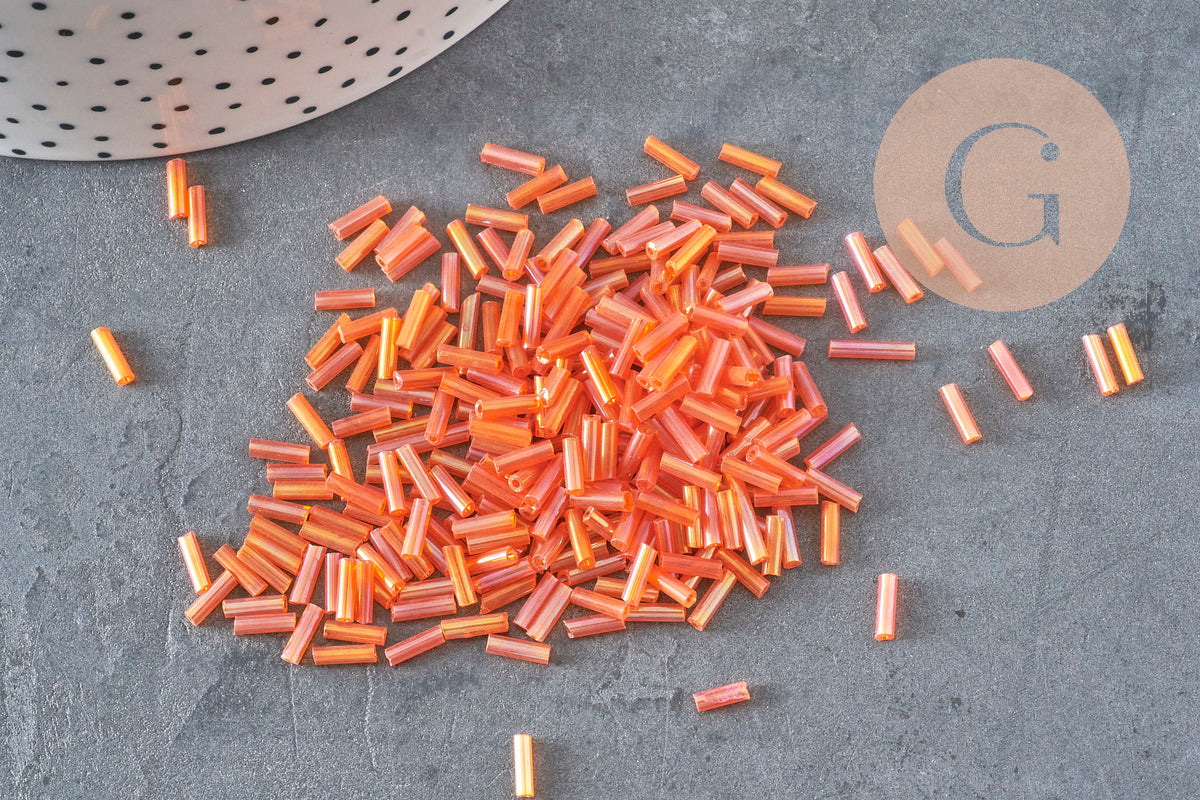 Orange tube seed beads 6mm, x10gr (G2692)