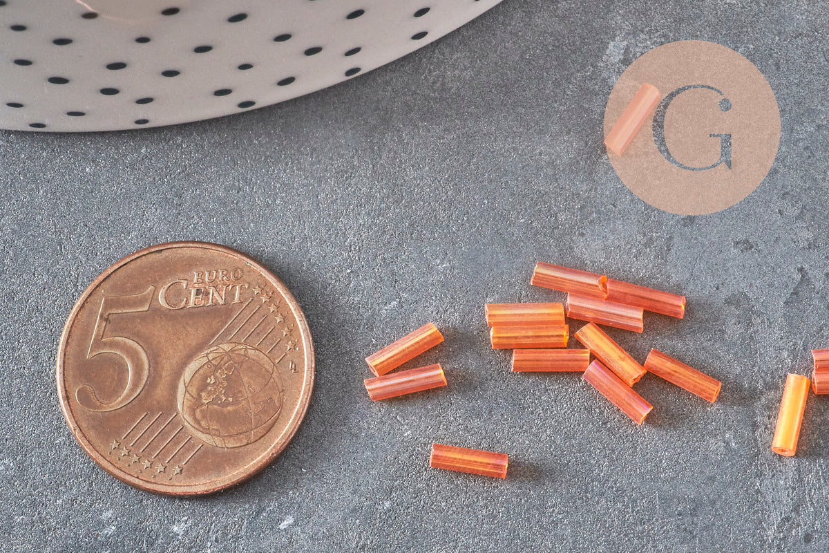 Orange tube seed beads 6mm, x10gr (G2692)