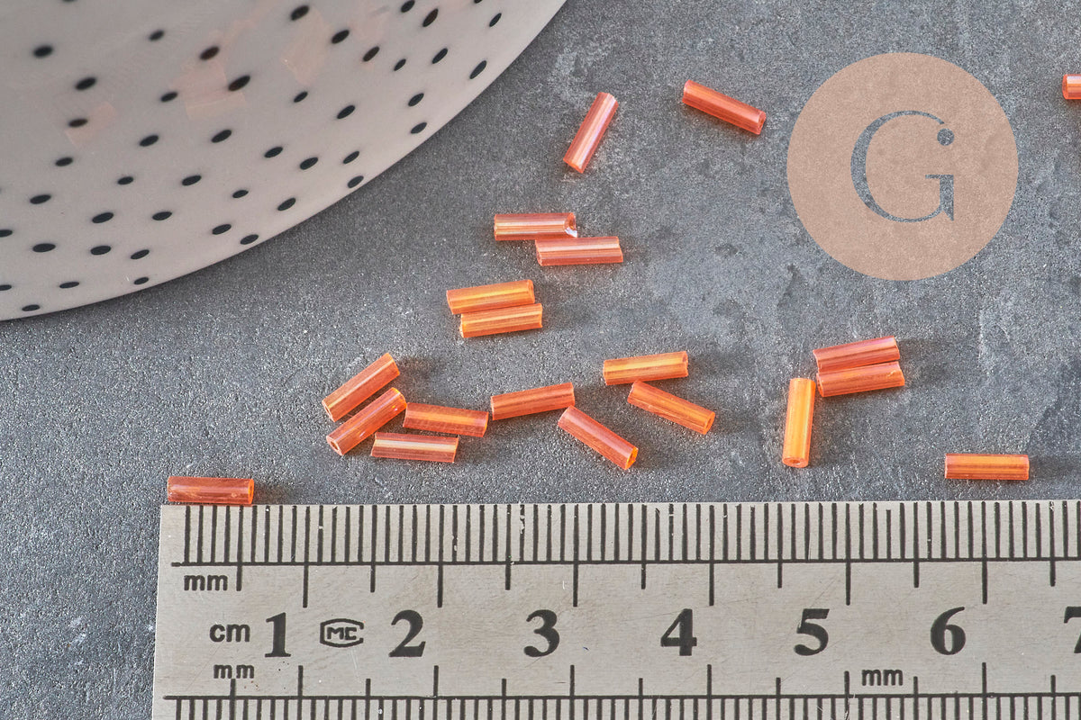 Orange tube seed beads 6mm, x10gr (G2692)