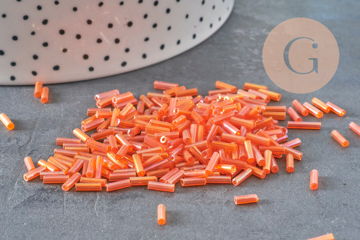 Orange tube seed beads 6mm, x10gr (G2692)