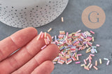 Glass seed beads Tube pastel multicolour 6x2mm, x 10gr (G1651)