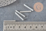 Seed beads Tube glass metallic silver 20mm x 2.5mm, long tube, silver beads, x 10gr G1163