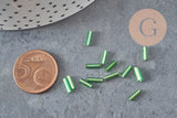 Green tube seed beads, green seed beads, metallic green beads, long tube, 6mm x 2mm, x 5gr G2691