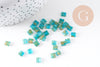 Perles rocaille carré façon tila verre vert transparent 4.5mm,2 trous, x50 (G5475)