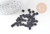perles rocaille carré noir opaque façon tila 4.5mm/2 trous, x50 (4.8GR) (G5479)
