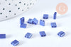 Perles rocaille carré verre rectangle bleu irisé, perle carré création bracelet, perle tila,4.5mm,2 trous, x50 (4.8GR) (G6814)